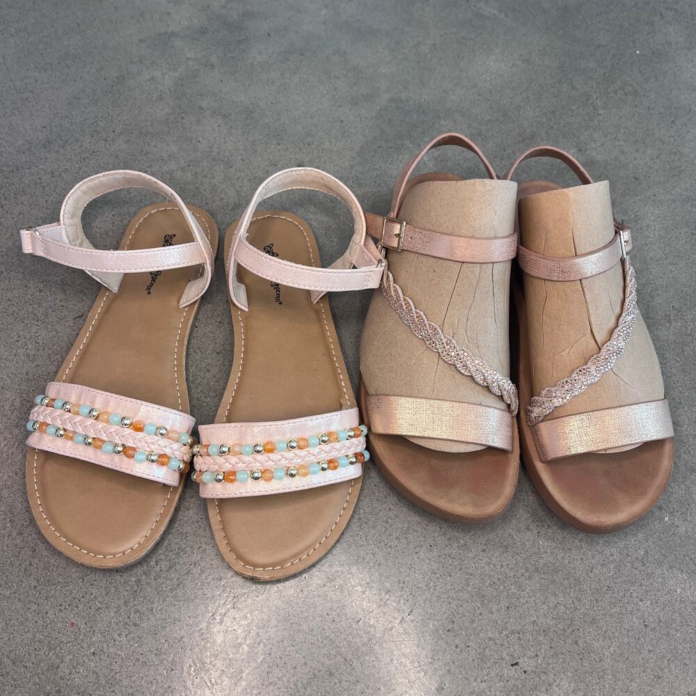 Self Esteem pink beaded and bronze sandals bundle girls size 3 shoes